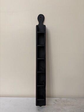Slim Black Vertical Wall Shelf - Multi-Compartment Display